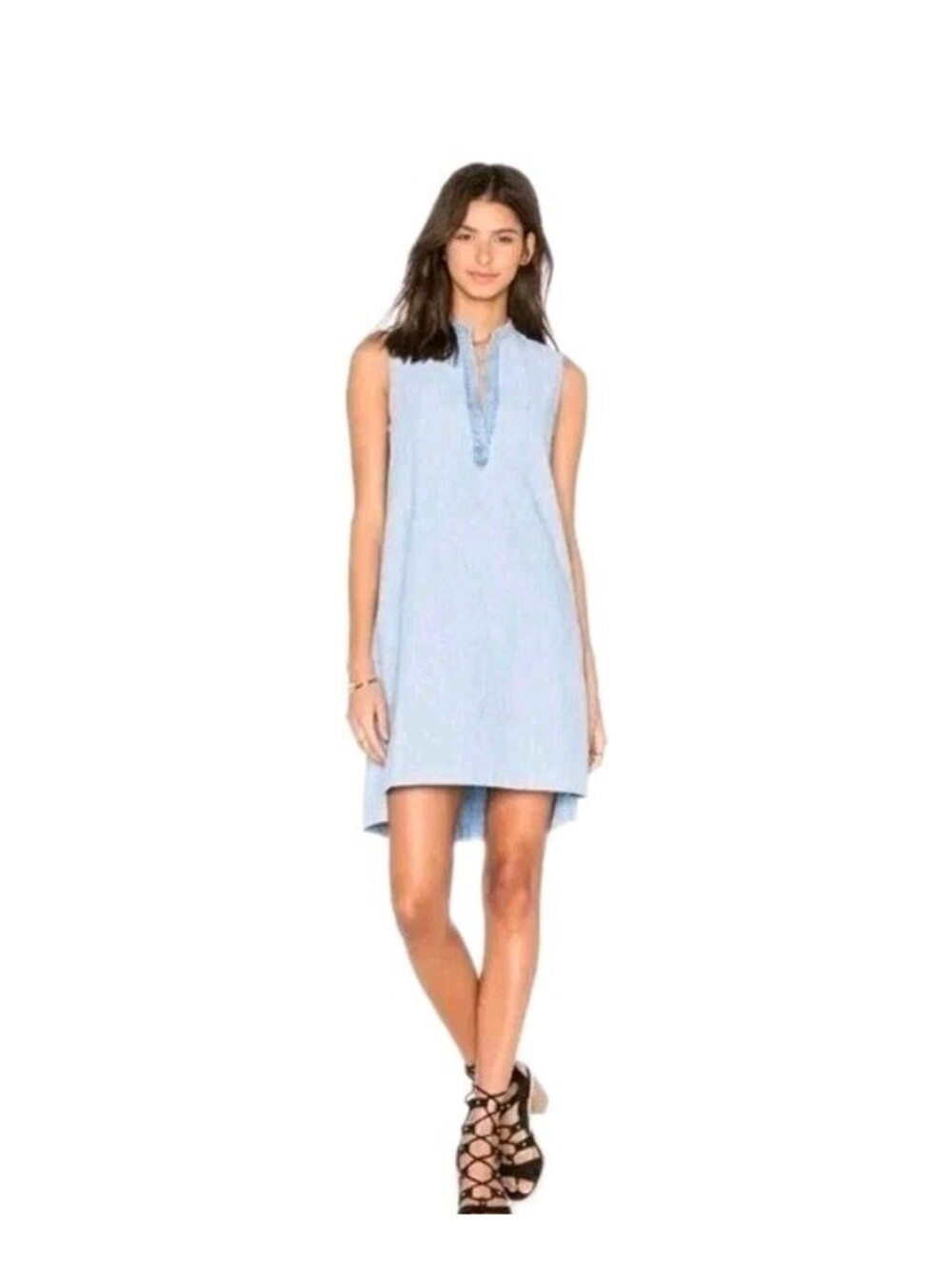 New Rag & Bone Barcelona Chambray Mini Dress in Kenton Size M Sleeveless $250 MP
